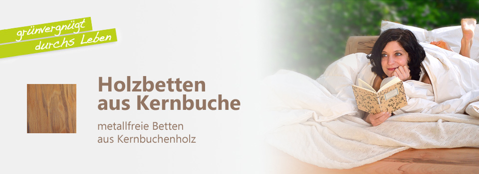 natürliches ökologisches Massivholzbett aus heimischer Buche Buchenholz Kernbuche Kernbuchenholz metallfrei kunststofffrei Holzbett Vollholz